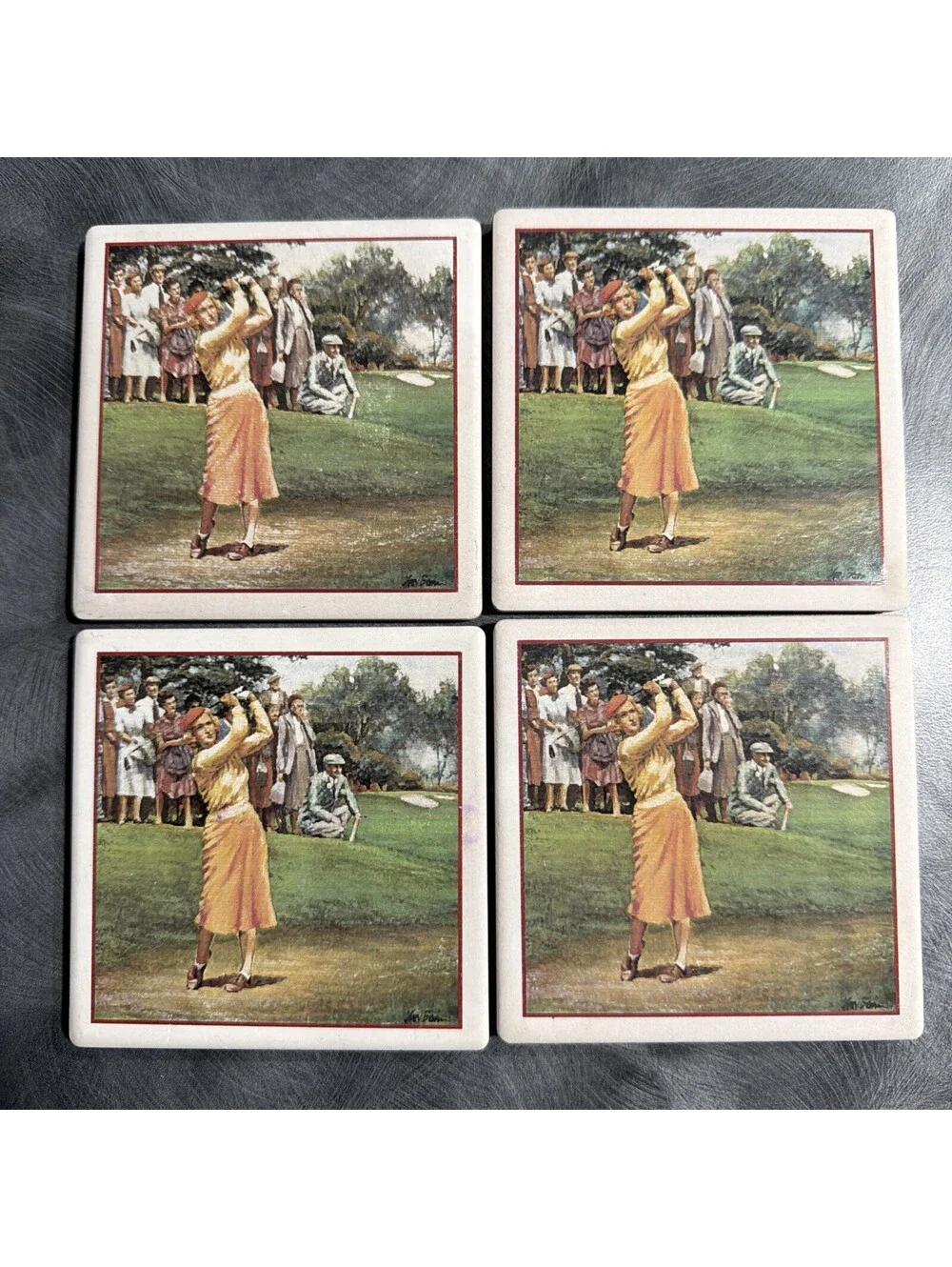 Vintage Golf Coasters Set Of 4